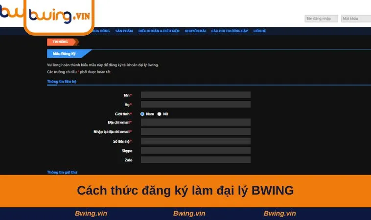 Cách thức đăng ký làm đại lý nhà cái BWING