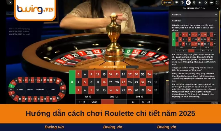 Hướng dẫn cách chơi Roulette chi tiết năm 2025