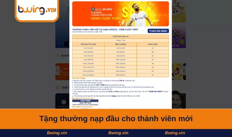 Tặng thưởng nạp đầu cho thành viên mới